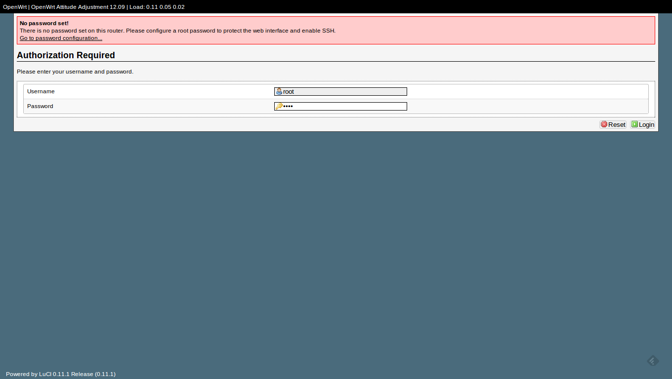 Logowanie do OpenWRT OpenWRT na Raspberry Pi