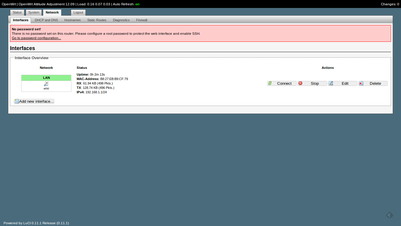 Interfaces OpenWRT OpenWRT na Raspberry Pi