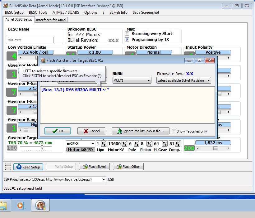 5_techfreak_blheli_13_DYS_SN20A_SN16A_USBASP_1wire_flash