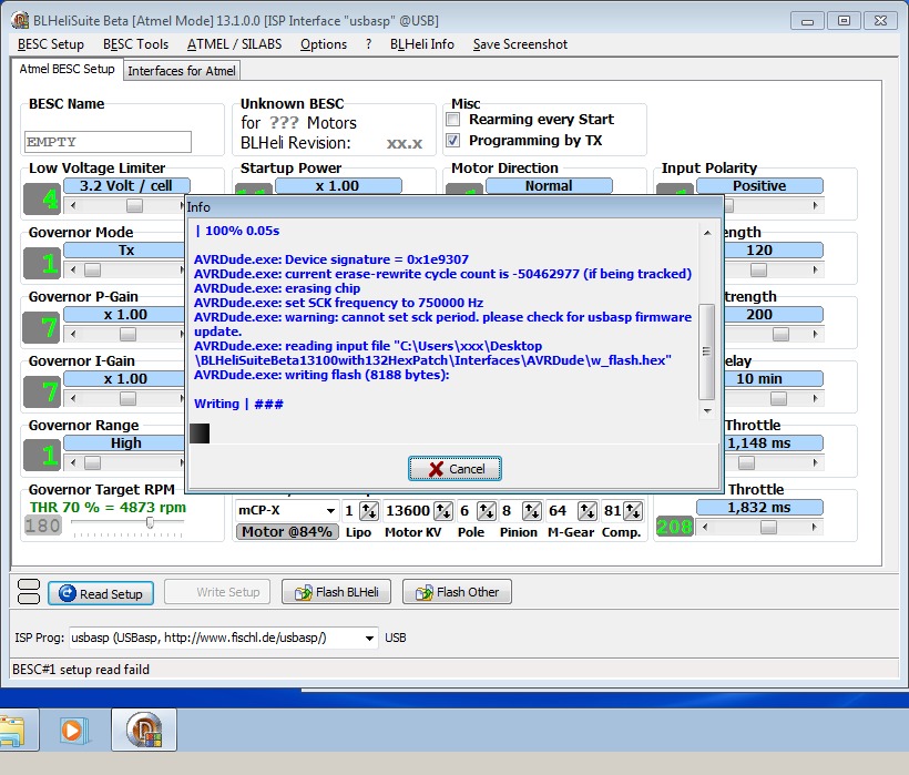 7_techfreak_blheli_13_DYS_SN20A_SN16A_USBASP_1wire_flash