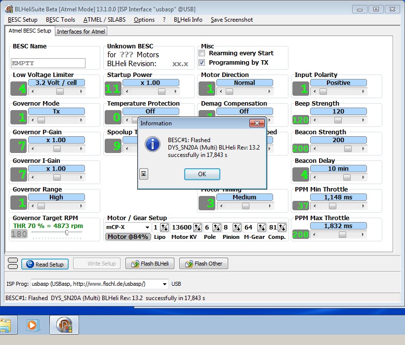 8_techfreak_blheli_13_DYS_SN20A_SN16A_USBASP_1wire_flash