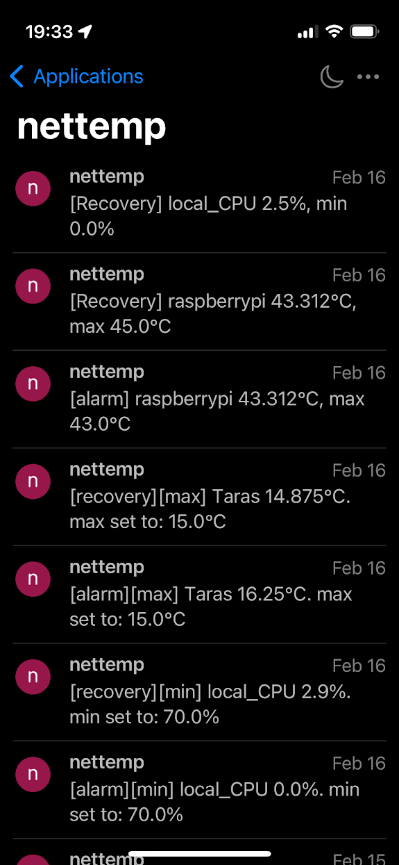 nettemp pushover IOS